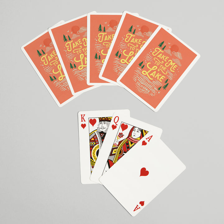 Playing Cards, California, Lake Life Series, Take Me To The Lake, 52 Card Deck with Jokers in Box, Unique Art