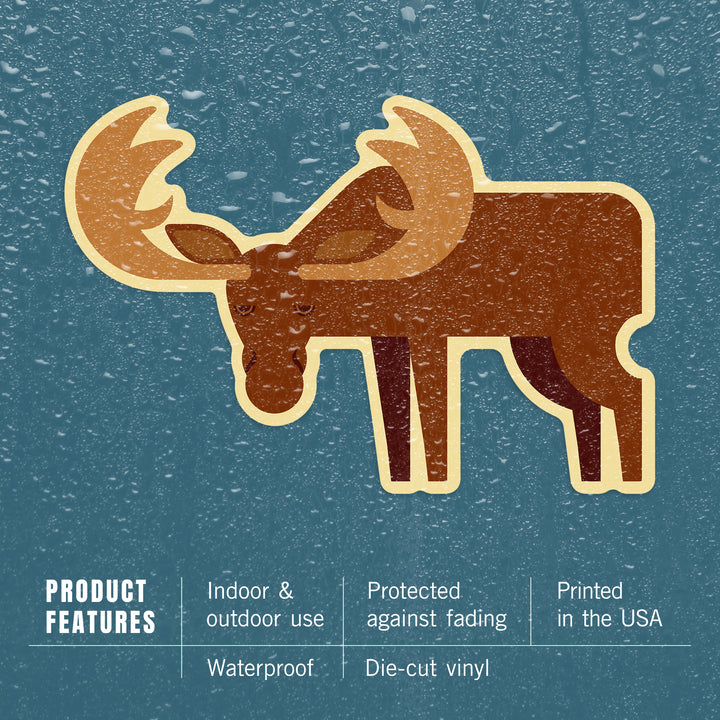 Moose, Geometric, Contour, Lantern Press Artwork, Vinyl Sticker