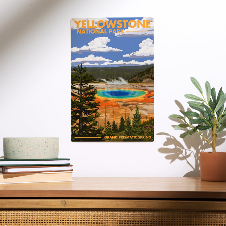 Yellowstone National Park, Grand Prismatic Spring, Wood Sign and Postcards
