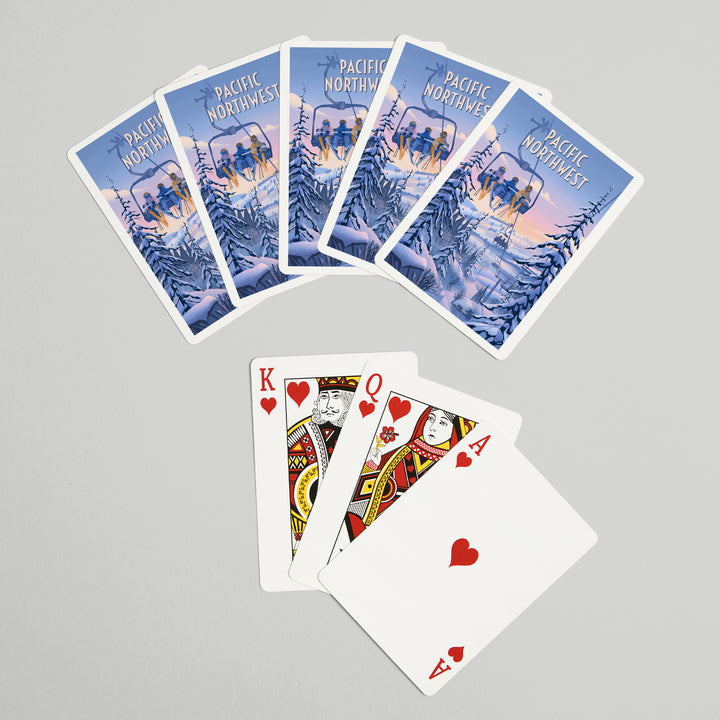Playing Cards, Pacific Northwest, Chill on the Uphill, Ski Lift, 52 Card Deck with Jokers in Box, Unique Art