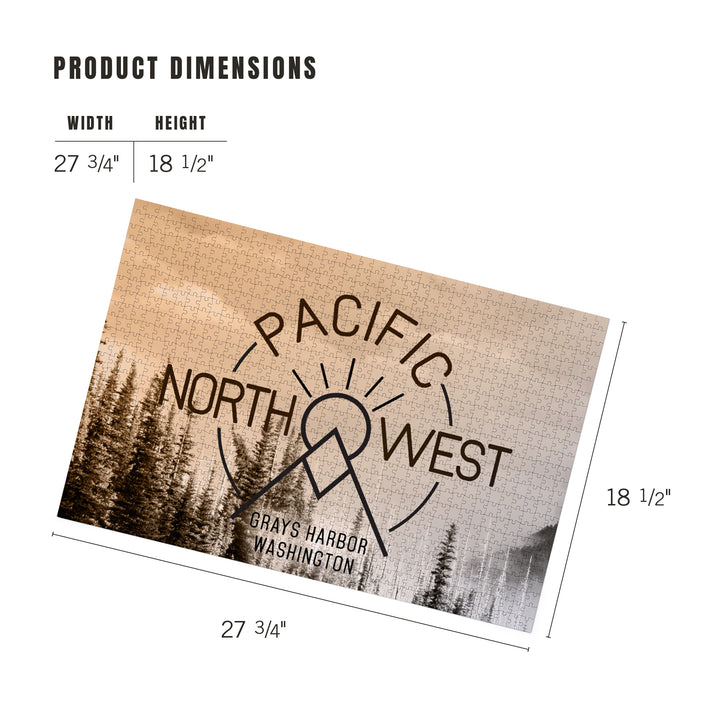 Grays Harbor, Washington, Pacific Northwest, Badge and Forest, 1000 Piece Jigsaw Puzzle