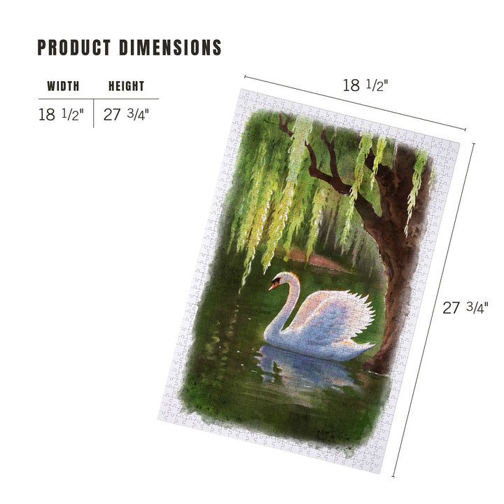 Swan and Willows, Watercolor, 1000 Piece Jigsaw Puzzle