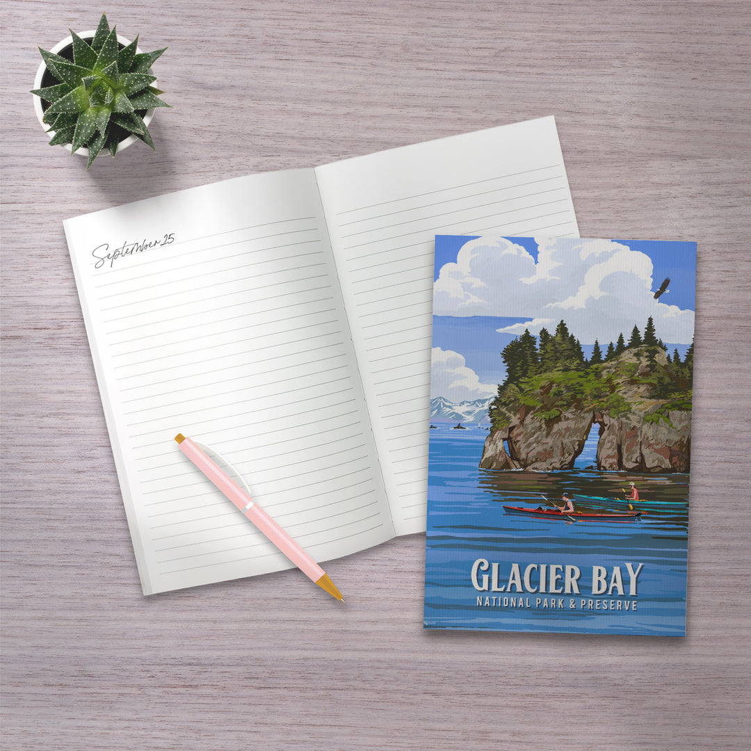 Lined 6x9 Journal, Glacier Bay National Park and Preserve, Alaska, Painterly Series, Lay Flat, 193 Pages, FSC paper