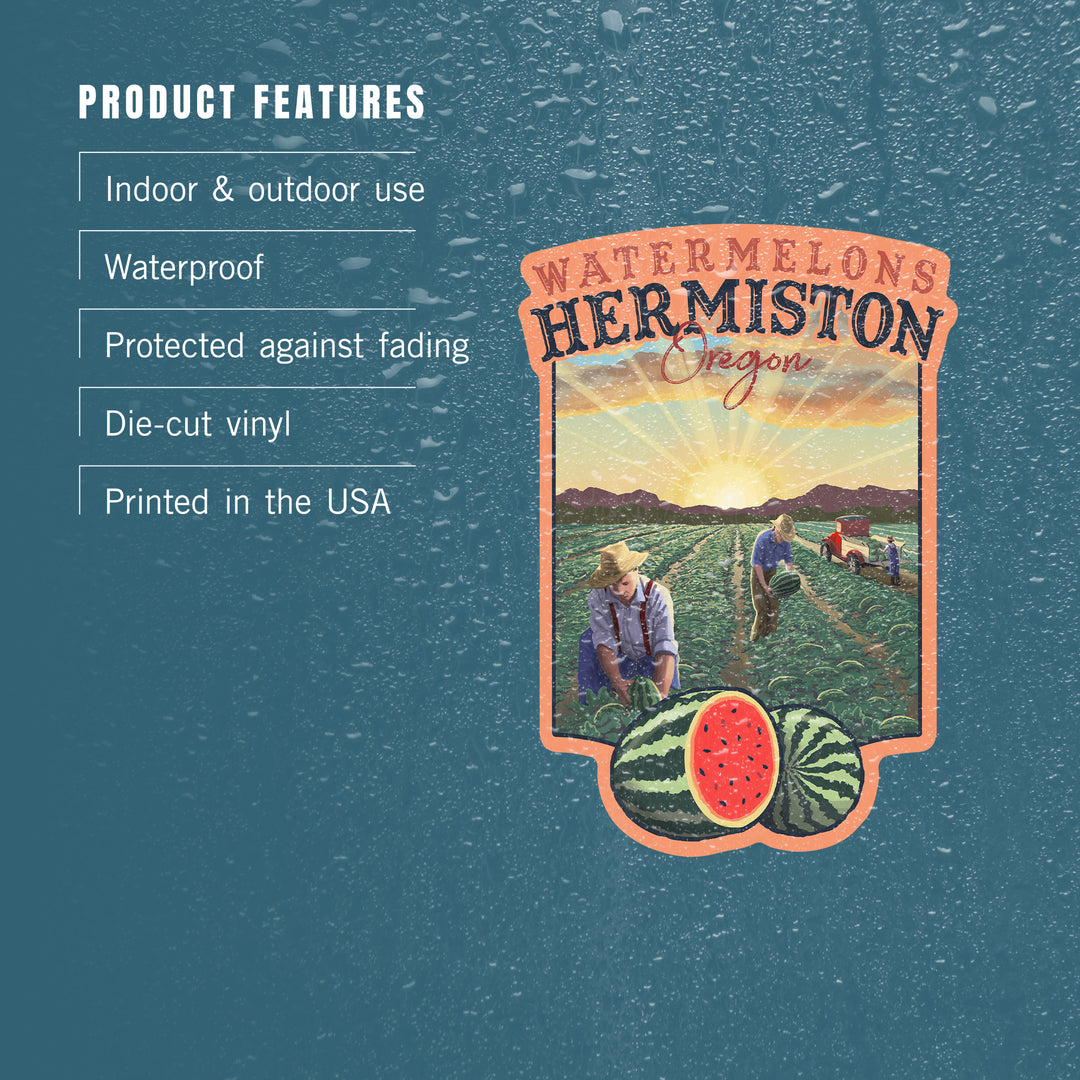 Hermiston, Oregon, Watermelon Field, Contour, Vinyl Sticker
