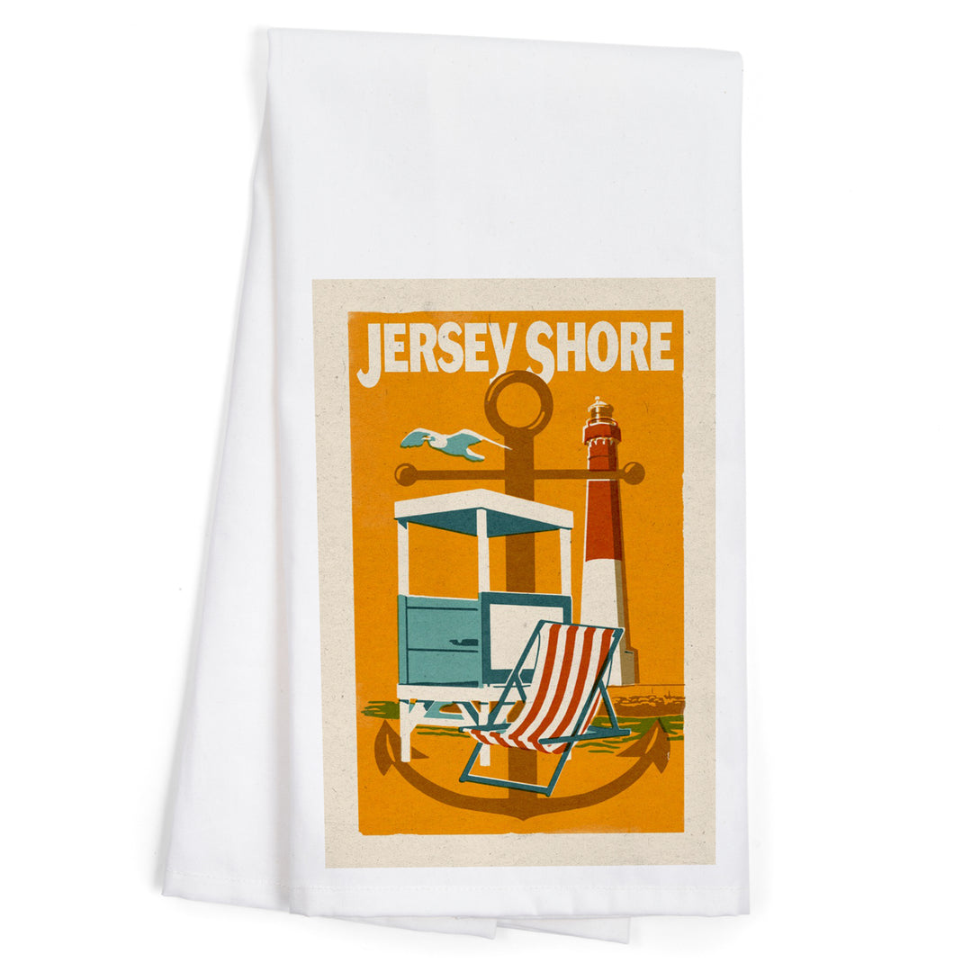 Jersey Shore, Woodblock, Organic Cotton Kitchen Tea Towels