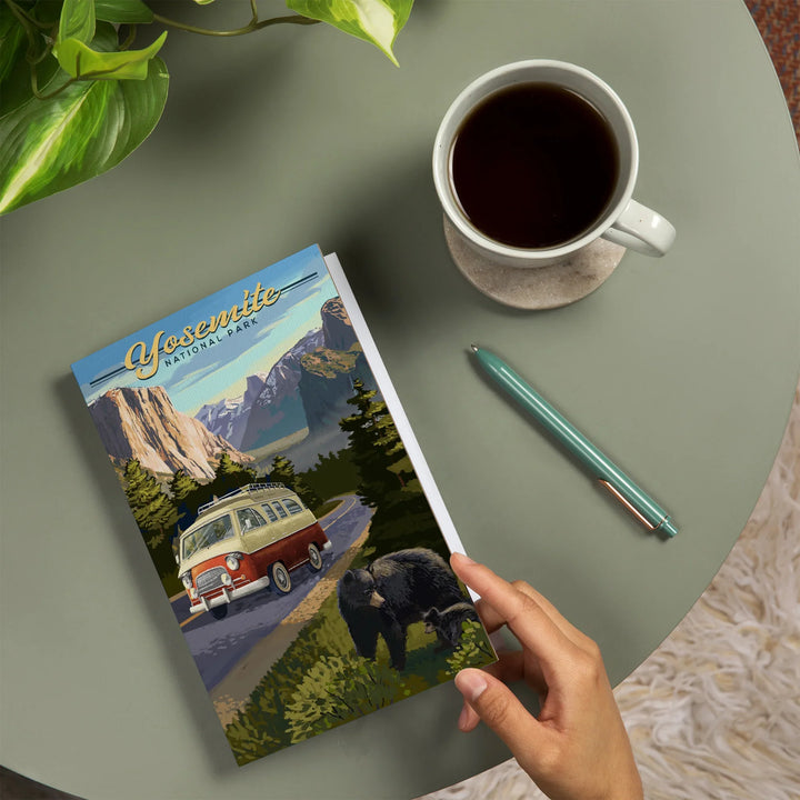 Lined 6x9 Journal, Yosemite National Park, California, Camper Van and Wildlife, Lay Flat, 193 Pages, FSC paper