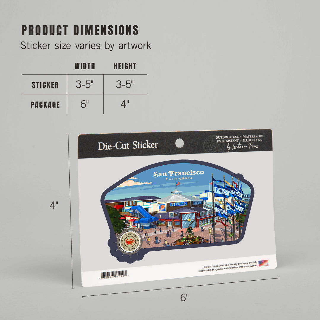 San Francisco, California, Painterly, Fisherman's Wharf, Vinyl Sticker