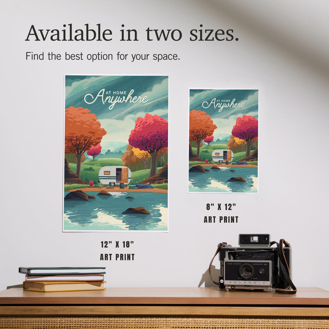 Outdoor Activity, At Home Anywhere, Camper in Fall Colors art prints, metal signs