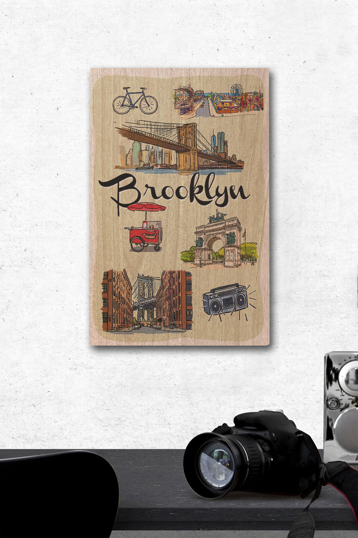 Brooklyn, New York, Landmarks & Icons, Lantern Press Artwork, Wood Signs and Postcards