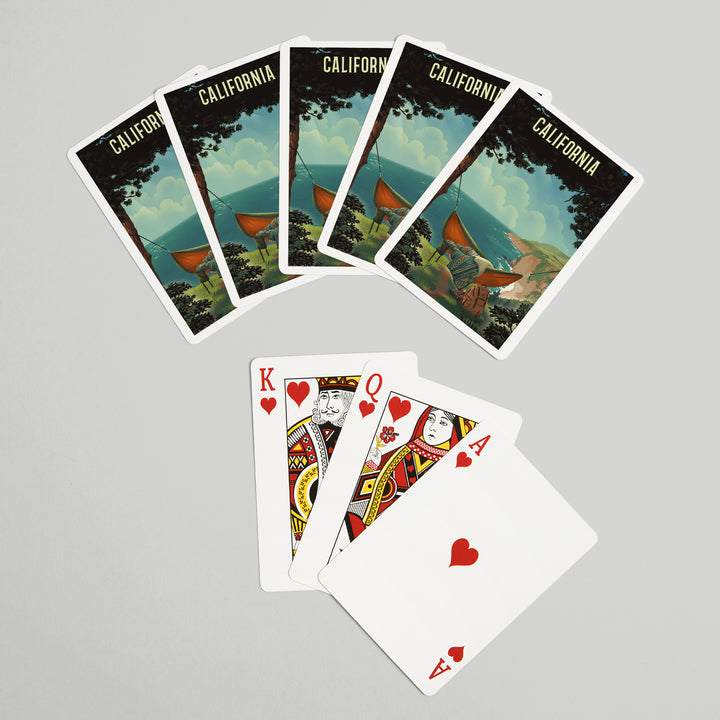Playing Cards, California, Today's Office, Coastal Series, Hammock on Beach, 52 Card Deck with Jokers in Box, Unique Art