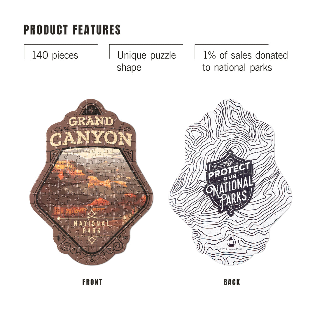Lantern Press Mini Shaped Adult Jigsaw Puzzle, Protect Our National Parks (Grand Canyon)