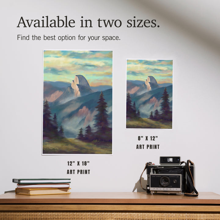 Yosemite National Park, California, Half Dome, Oil Painting, Art & Giclee Prints
