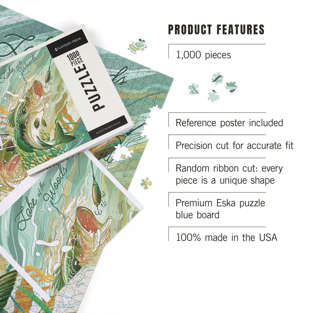 Lake of the Woods, Minnesota, Fish All Day, Bass, 1000 Piece Jigsaw Puzzle