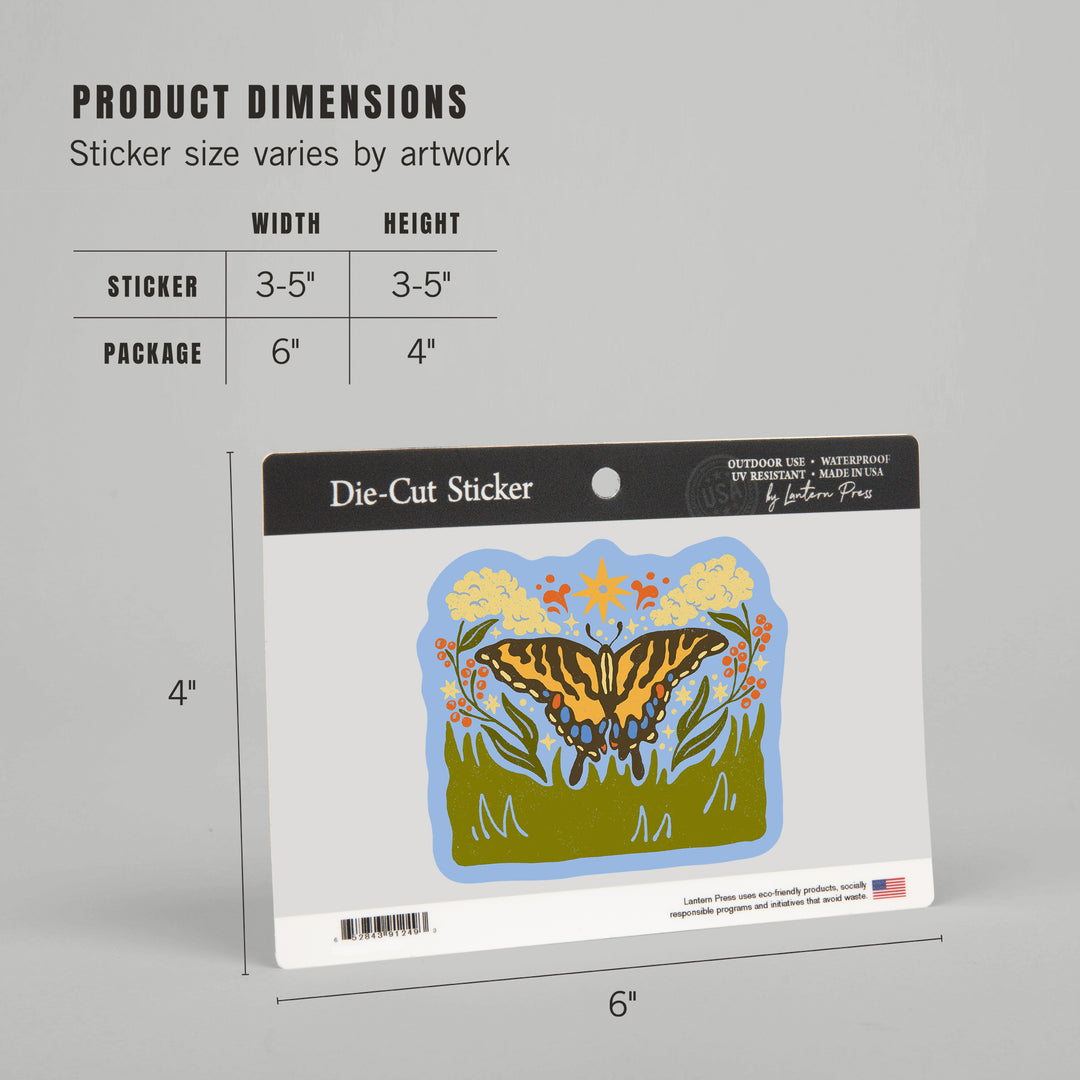 Boho Colorblock, Eastern Tiger Swallowtail, Vinyl Sticker