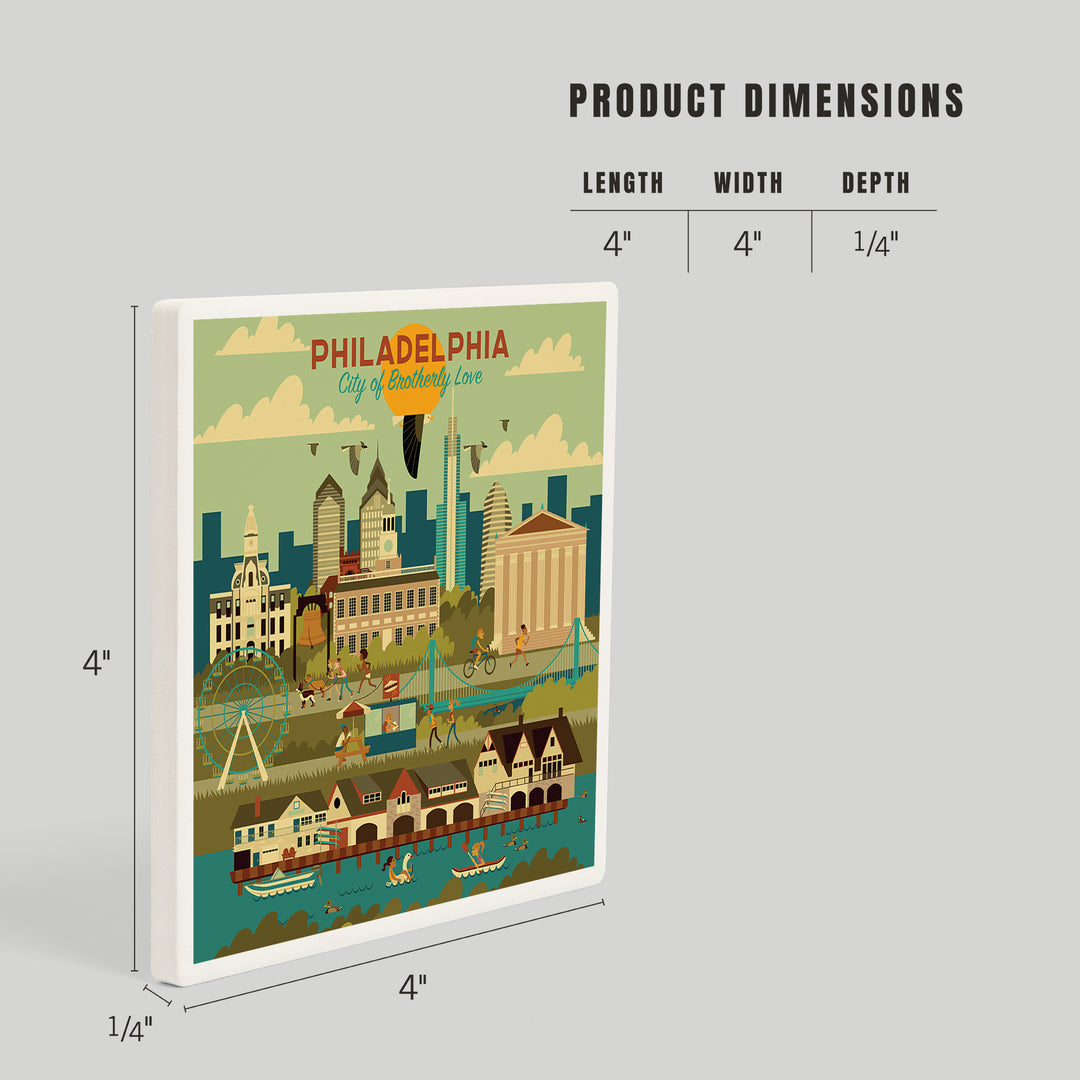 Philadelphia, Pennsylvania, Geometric City Series, City of Brotherly Love, Coasters