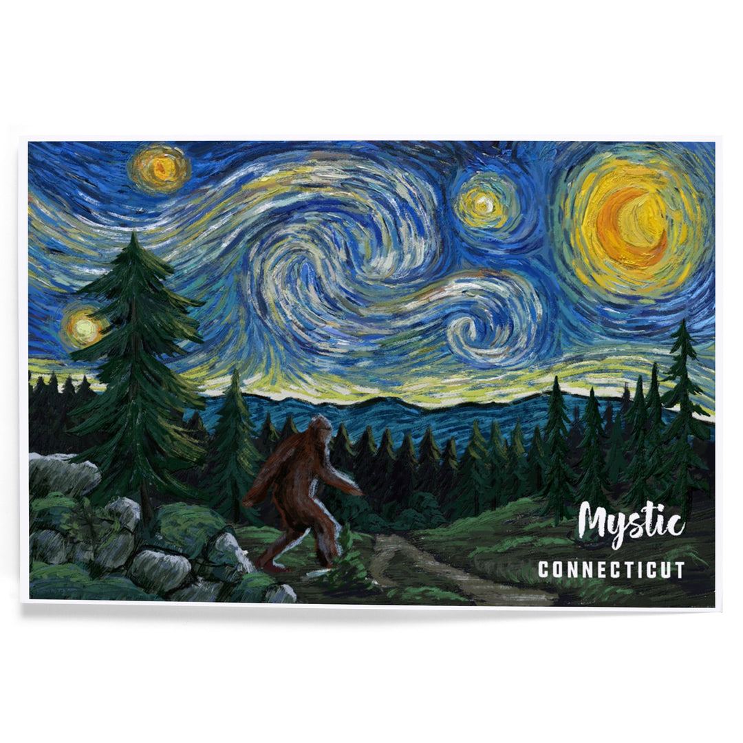 Mystic, Connecticut, Starry Night, Bigfoot, Art & Giclee Prints