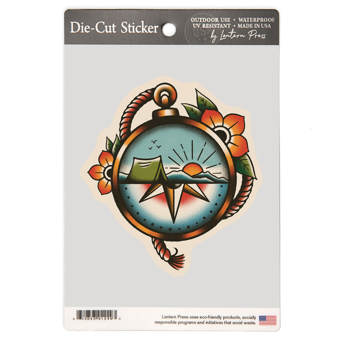 American Traditional, Camping, Vinyl Sticker