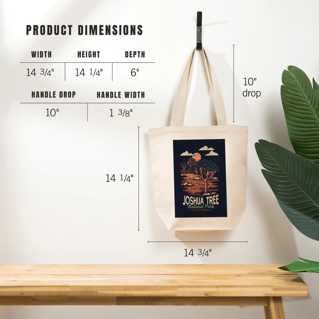Joshua Tree National Park, California, Distressed Vector, Tote Bag