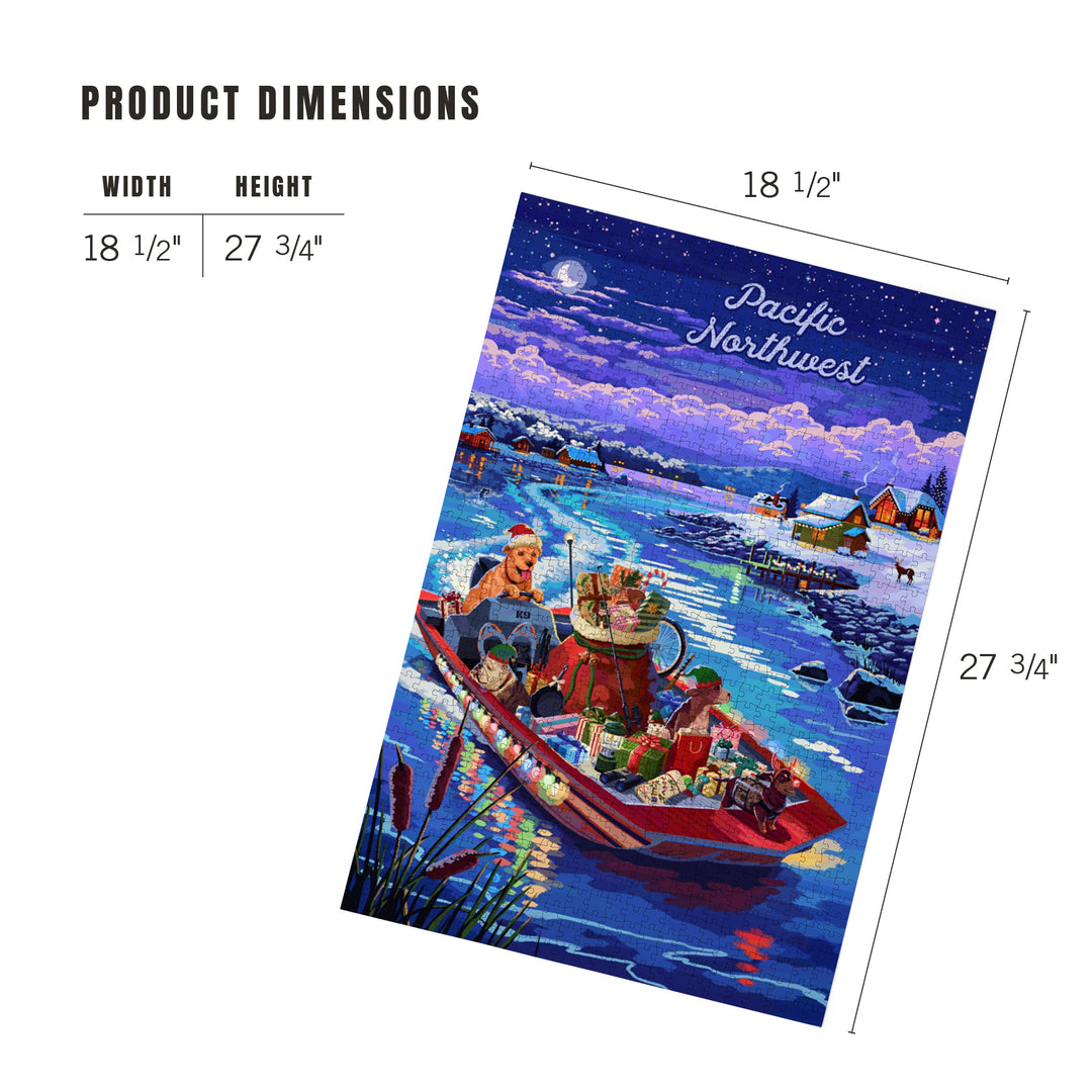Pacific Northwest, Happy Howlidays, Painterly, Santa Dog and Helpers, 1000 Piece Jigsaw Puzzle