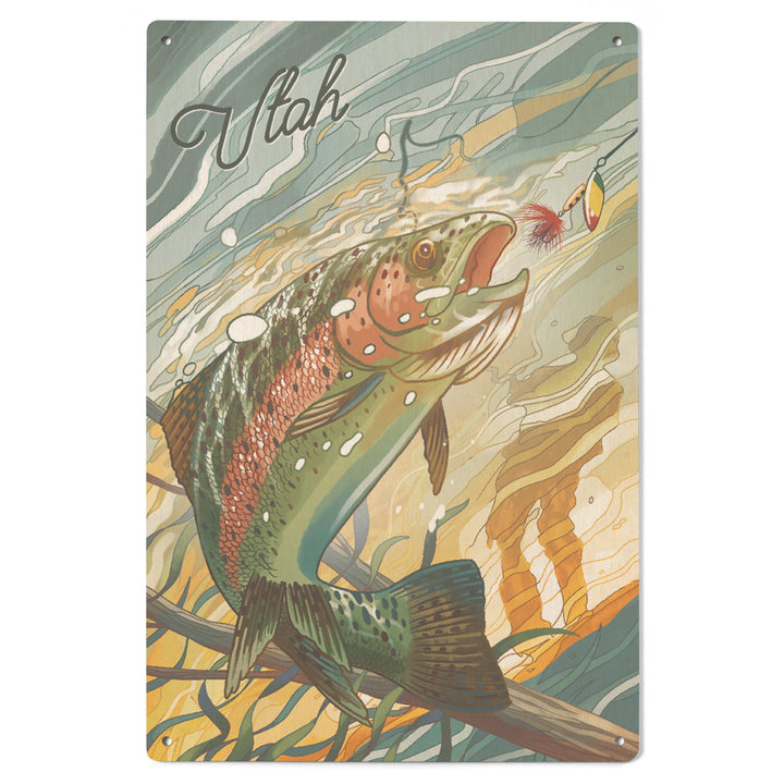 Utah, Fishing, Underwater Trout wood signs and postcards