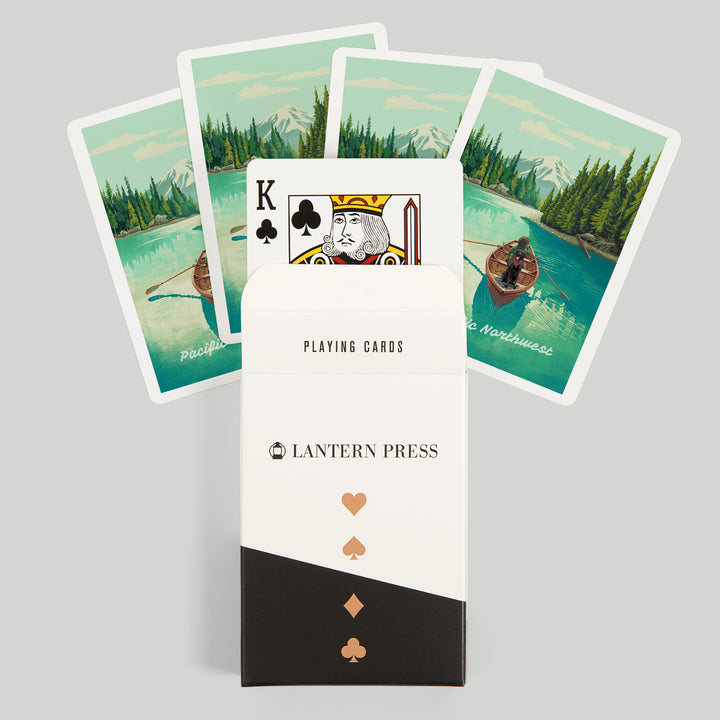 Playing Cards, Pacific Northwest, Quiet Explorer, Boating, Mountain, 52 Card Deck with Jokers in Box, Unique Art