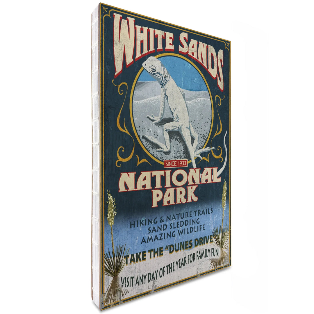 Lined 6x9 Journal, White Sands National Park, New Mexico, Lizard Vintage Sign, Lay Flat, 193 Pages, FSC paper