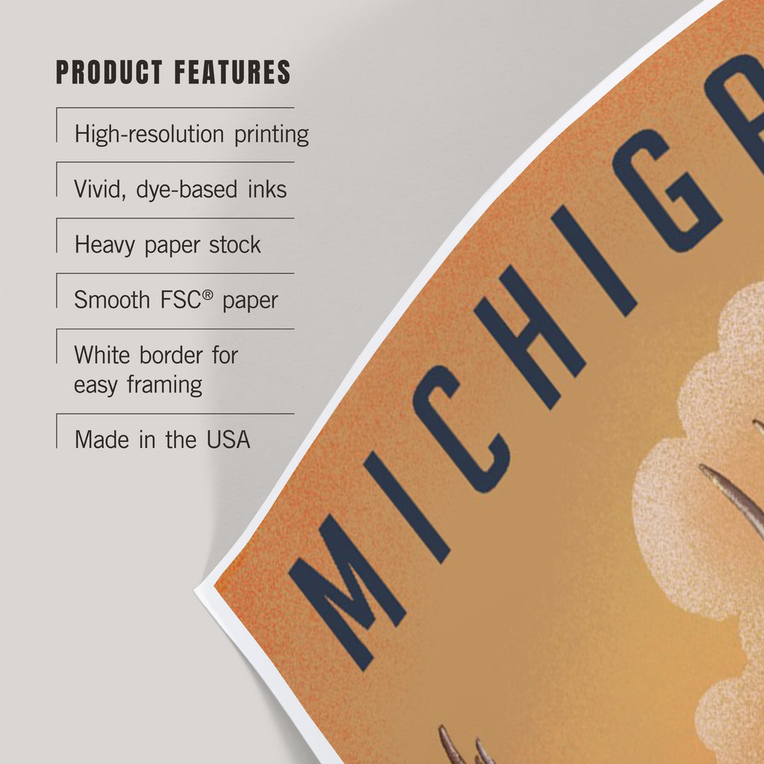 Michigan, Mule Deer, Litho, Art & Giclee Prints