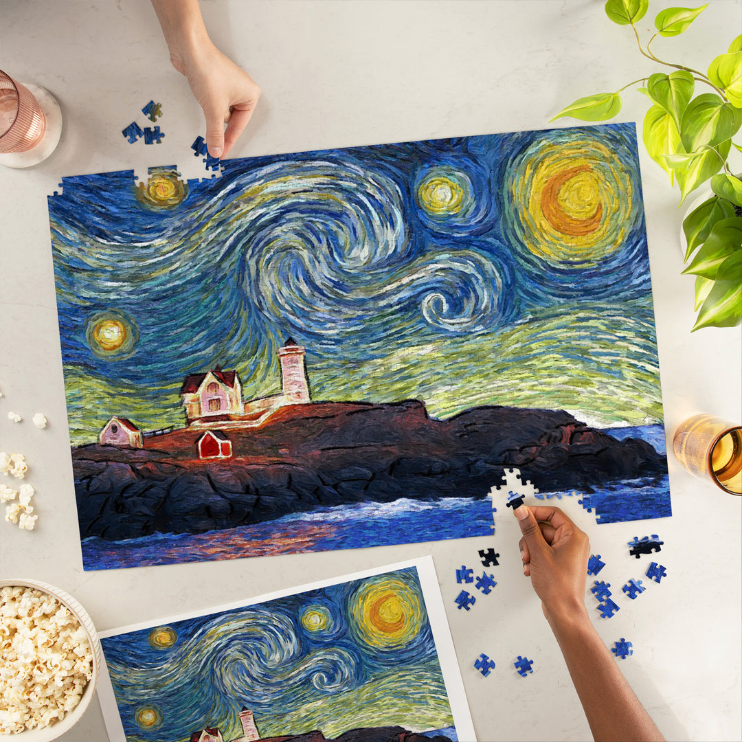 East Coast Lighthouse, Starry Night, Jigsaw Puzzle