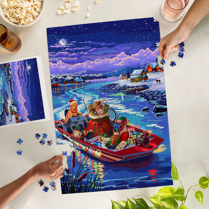 Happy Howlidays, Painterly, Santa Dog and Helpers, Jigsaw Puzzle