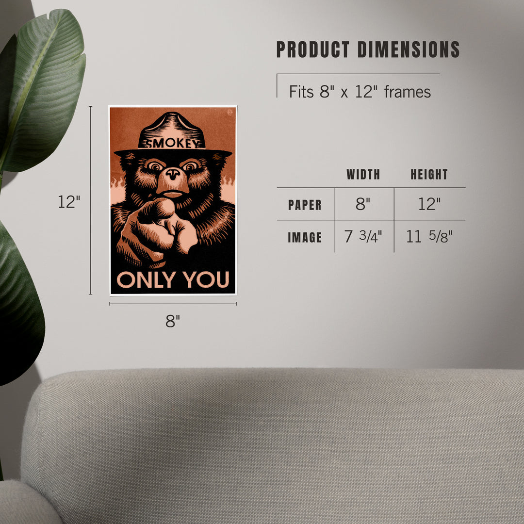 Smokey Bear, Only You, Halftone Red, Officially Licensed, Art & Giclee Prints