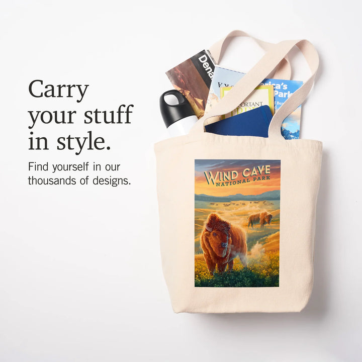 Wind Cave National Park, South Dakota, Oil Painting, Tote Bag