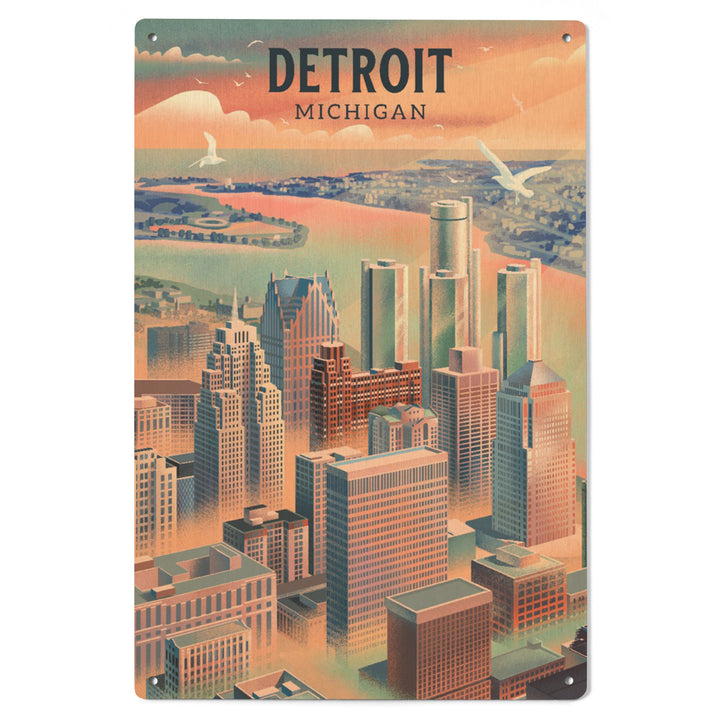 Detroit, Michigan, Lithograph City Series, Wood Signs and Postcards