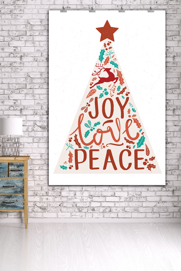 Joy Love Peace, Christmas Tree, Art & Giclee Prints - Lantern Press