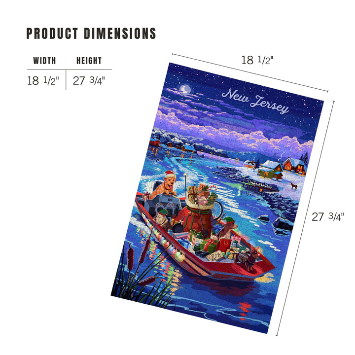 New Jersey, Happy Howlidays, Painterly, Santa Dog and Helpers, 1000 Piece Jigsaw Puzzle