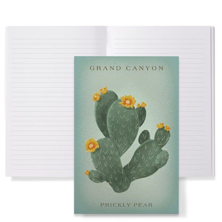 Lined 6x9 Journal, Grand Canyon, Prickly Pear with Yellow Flowers, Vintage Flora, Lay Flat, 193 Pages, FSC paper