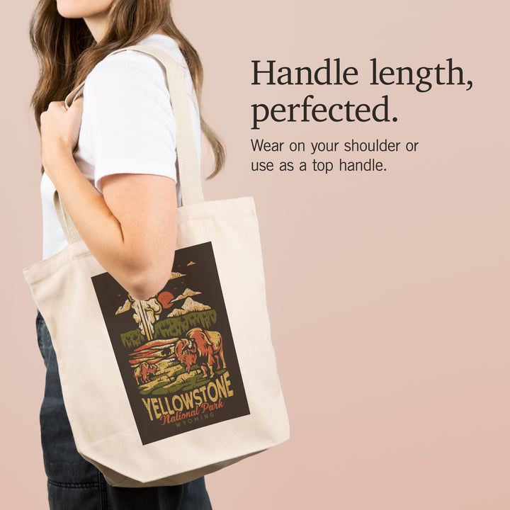 Yellowstone National Park, Wyoming, Distressed Mountain Scene, Tote Bag