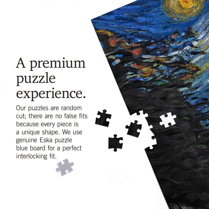 Acadia National Park, Bass Harbor Lighthouse, Starry Night National Park Series, Jigsaw Puzzle