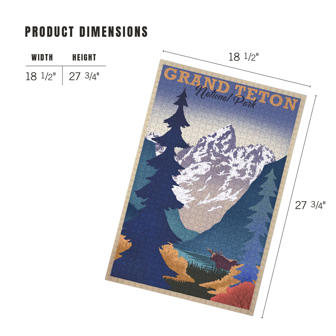 Grand Teton National Park, Wyoming, Lithograph, Jigsaw Puzzle