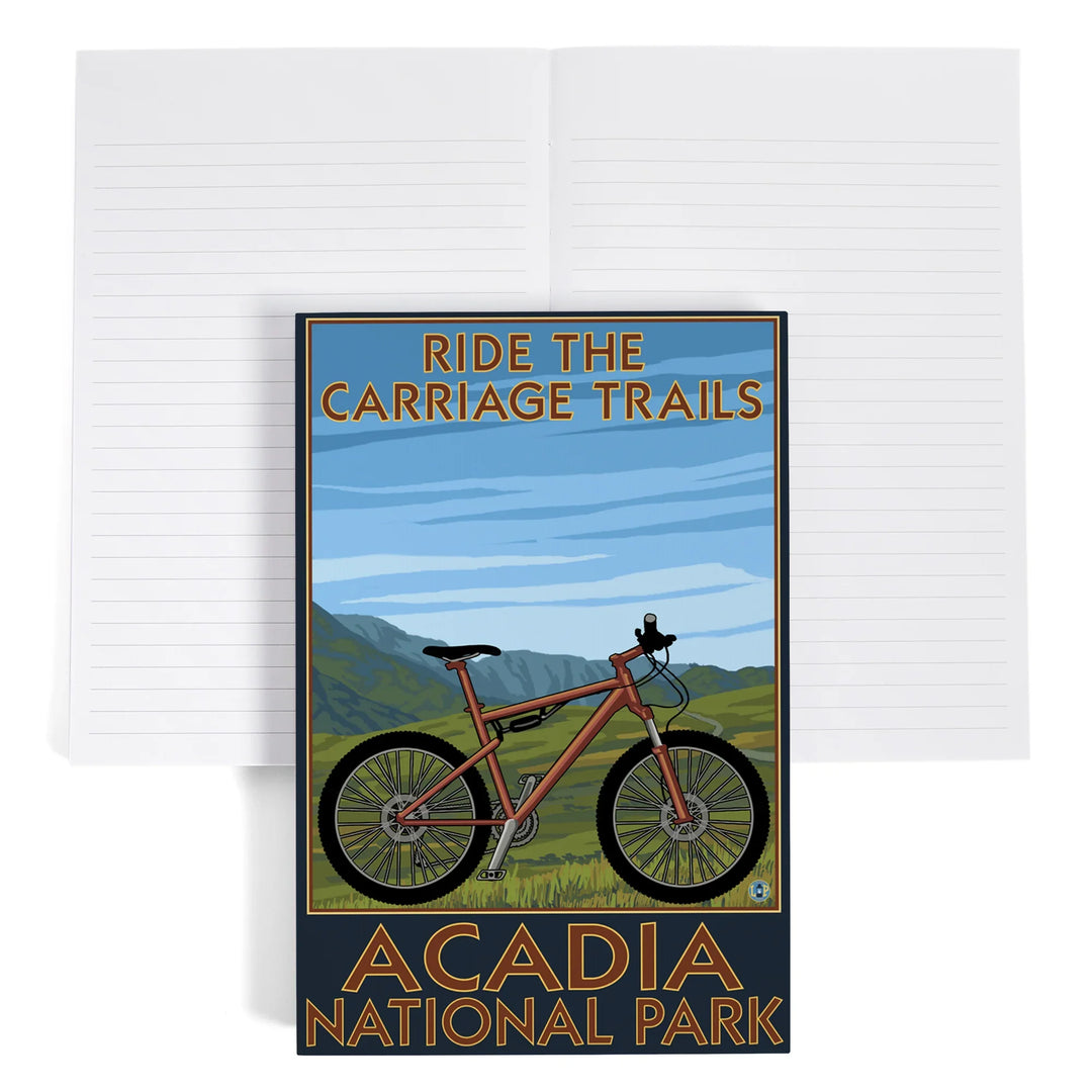 Lined 6x9 Journal, Acadia National Park, Maine, Ride the Carriage Trails, Lay Flat, 193 Pages, FSC paper