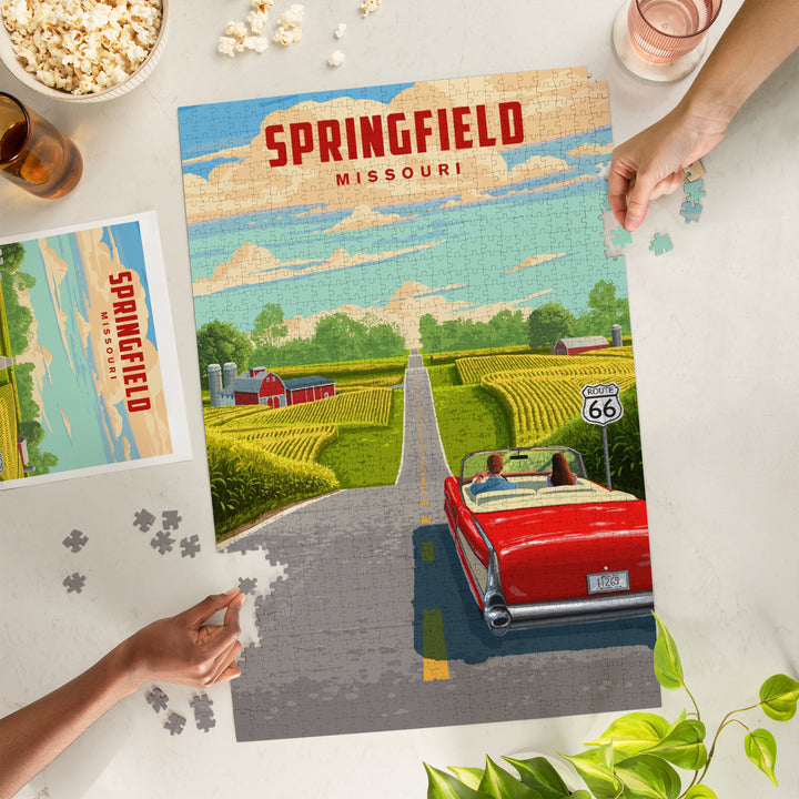 Springfield, Missouri, Painterly, Route 66, 1000 Piece Jigsaw Puzzle
