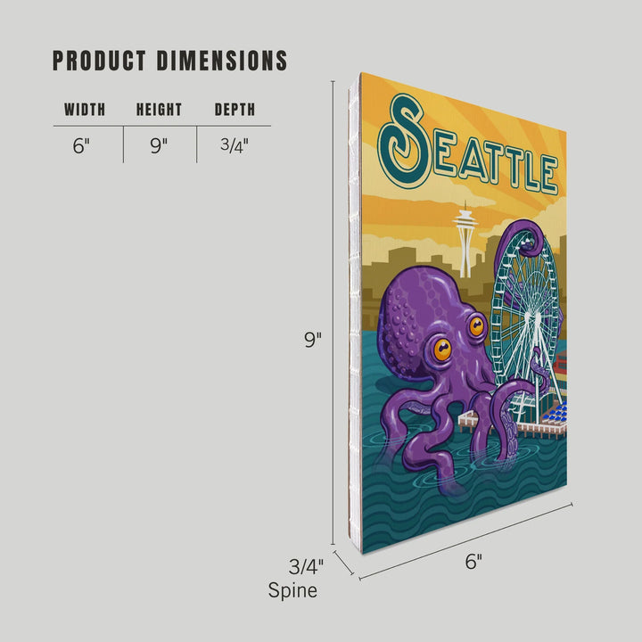 Lined 6x9 Journal, Seattle, Washington, Giant Octopus, Lay Flat, 193 Pages, FSC paper