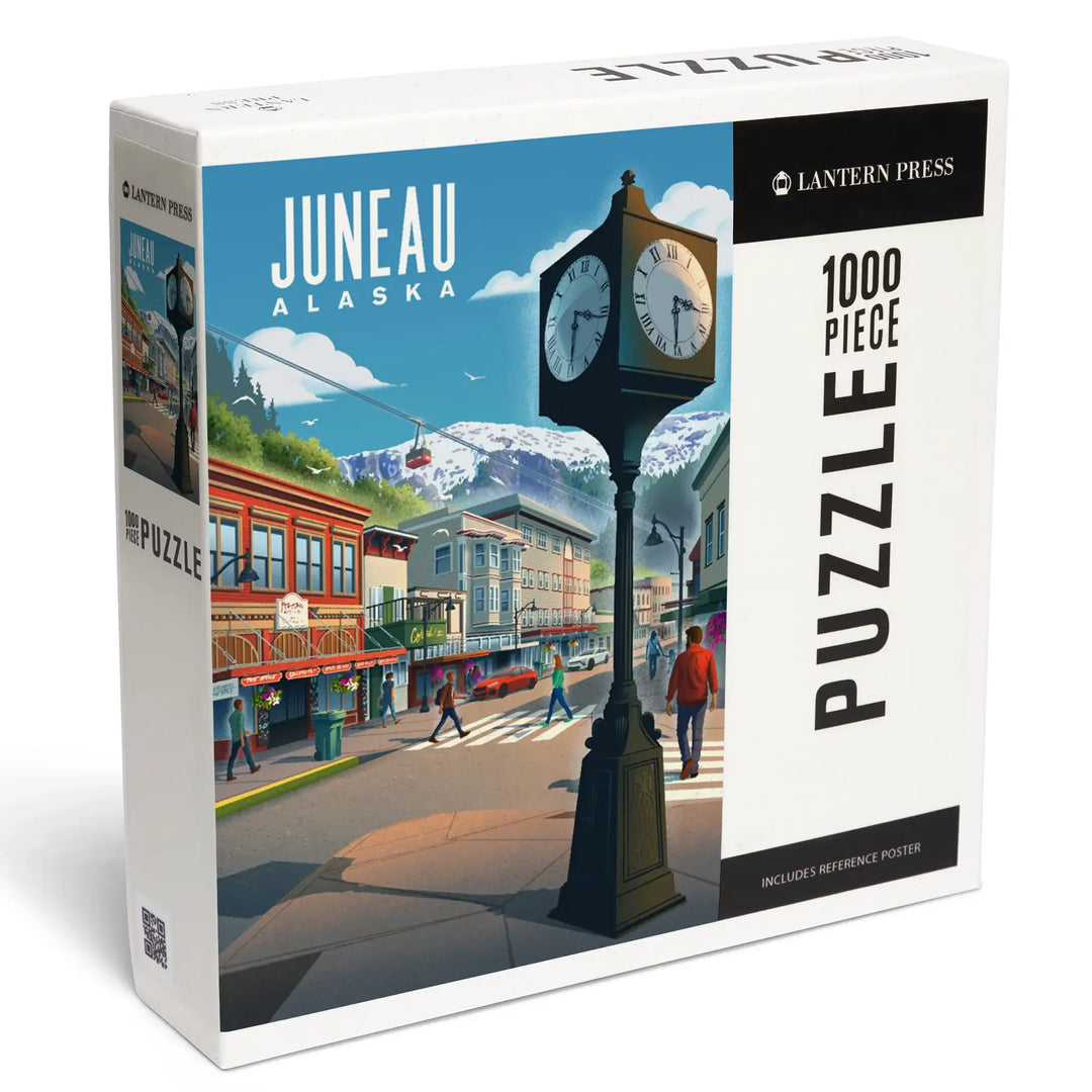 Juneau, Alaska, Lithograph, Main Street, Jigsaw Puzzle