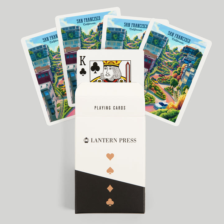 Playing Cards, San Francisco, California, Lombard Street, Oil, 52 Card Deck with Jokers in Box, Unique Art