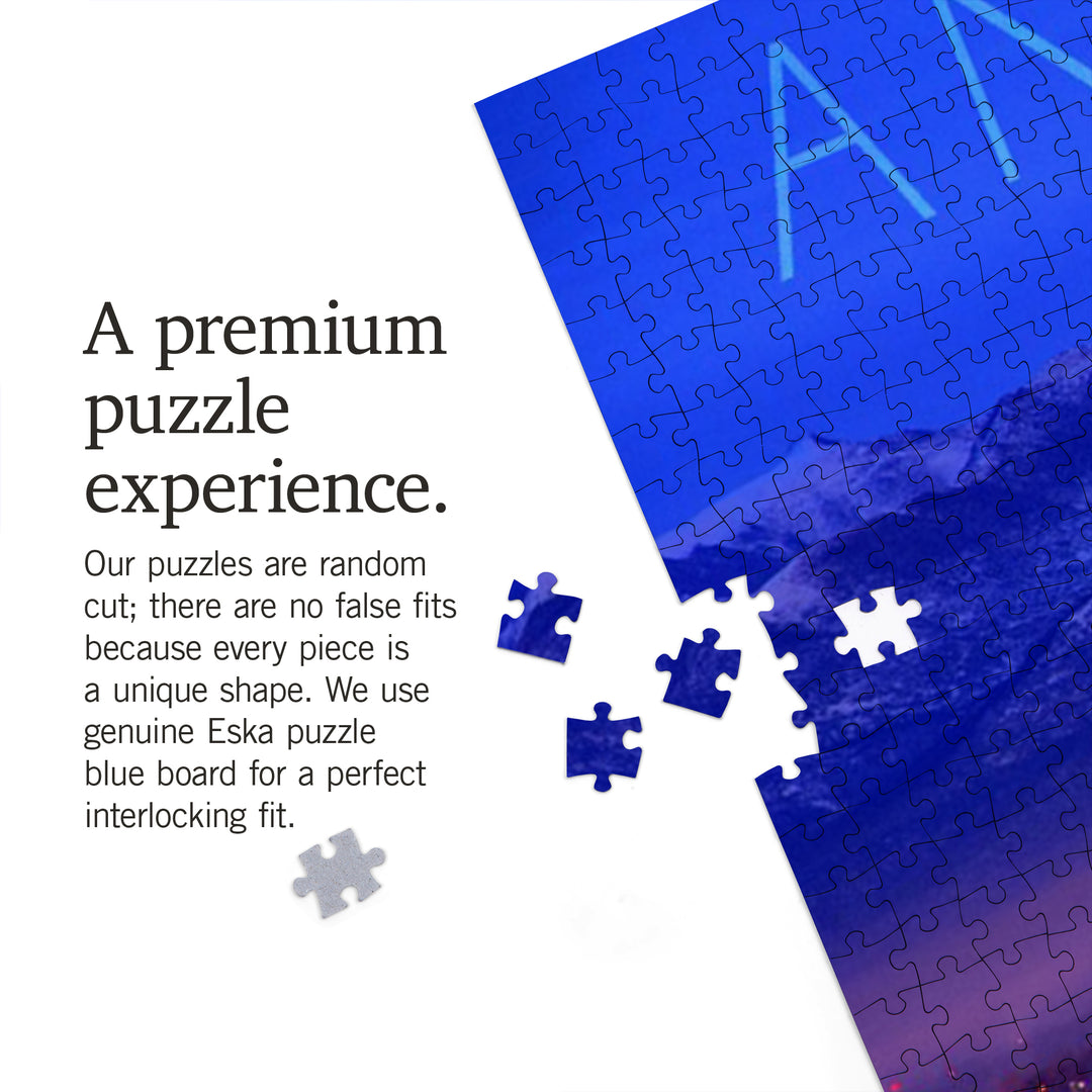 Anchorage, Alaska, Cityscape and Mountains at Night, 1000 Piece Jigsaw Puzzle