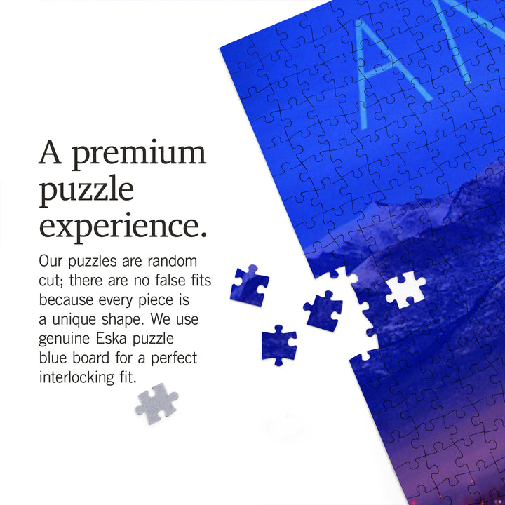 Anchorage, Alaska, Cityscape and Mountains at Night, 1000 Piece Jigsaw Puzzle