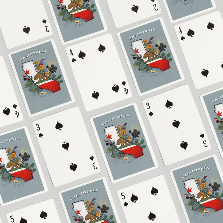 Playing Cards, California, State Treasure Trove, 52 Card Deck with Jokers in Box, Unique Art
