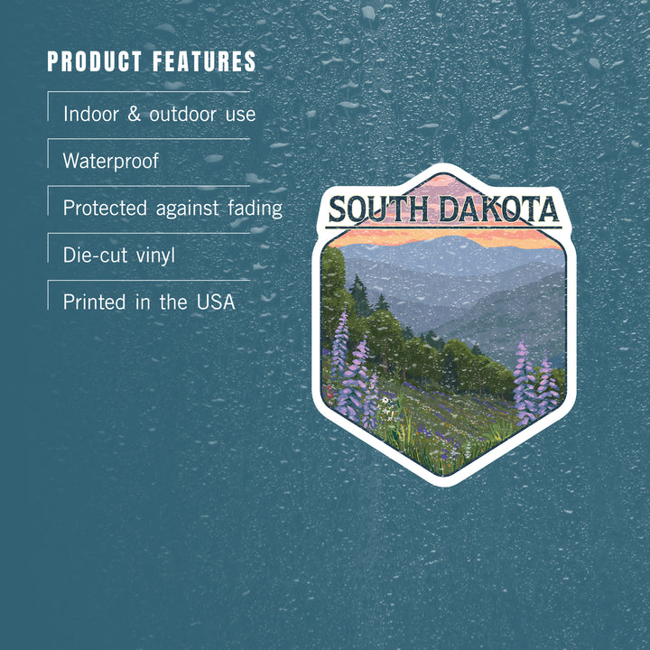 South Dakota, Spring Flowers, Contour Lantern Press Artwork, Vinyl Sticker