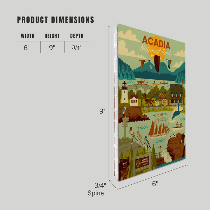 Lined 6x9 Journal, Acadia National Park, Maine, Geometric National Park Series, Lay Flat, 193 Pages, FSC paper