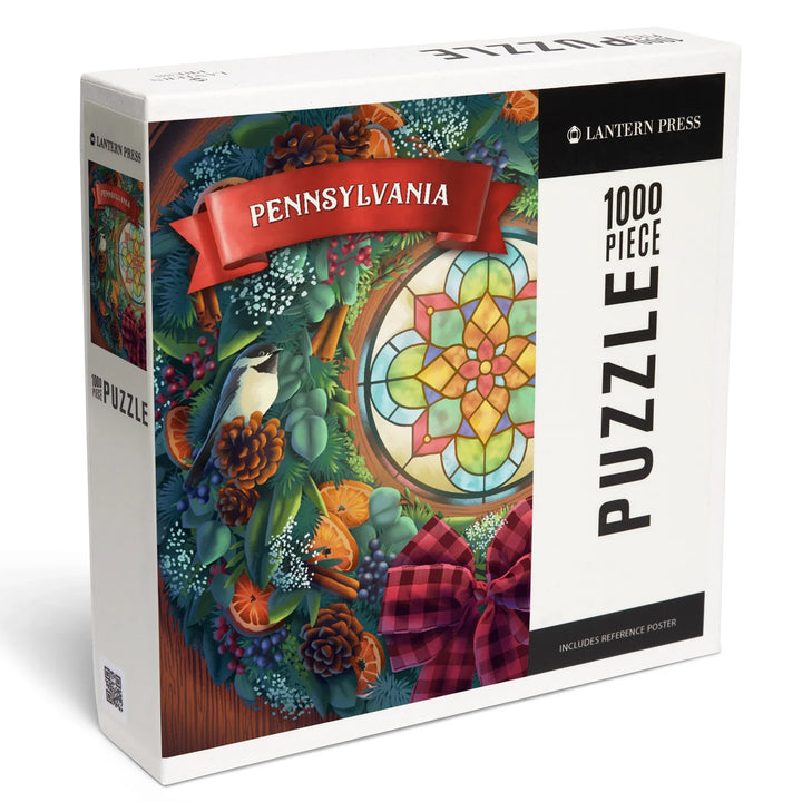 Pennsylvania, Front Door with Christmas Wreath, 1000 Piece Jigsaw Puzzle