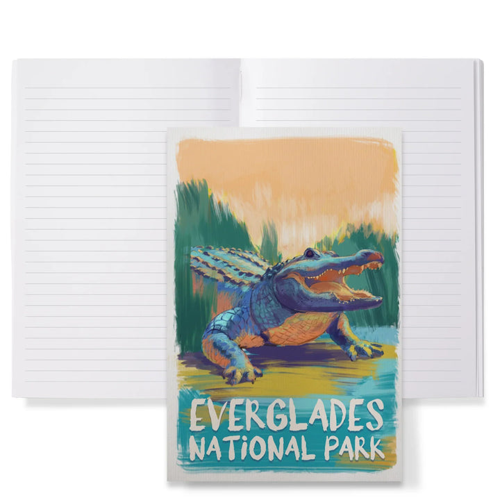Lined 6x9 Journal, Everglades National Park, Florida, Alligator, Vivid, Lay Flat, 193 Pages, FSC paper